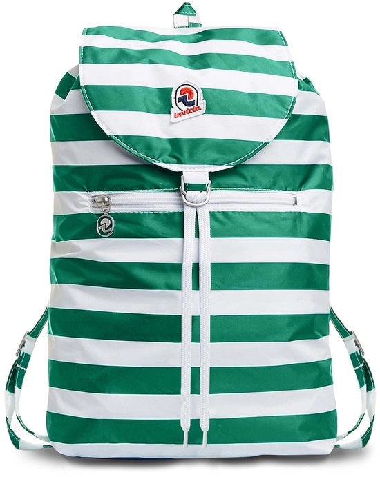 Zak da Giornata per Escursioni all'Aperto - Borsa per Uomo, Donna, con Cintura - Pieghevole 8 LT - Leggero, Bagaglio a Mano con Cerniera, Sacchetto a Strisce Verde/ Bianco