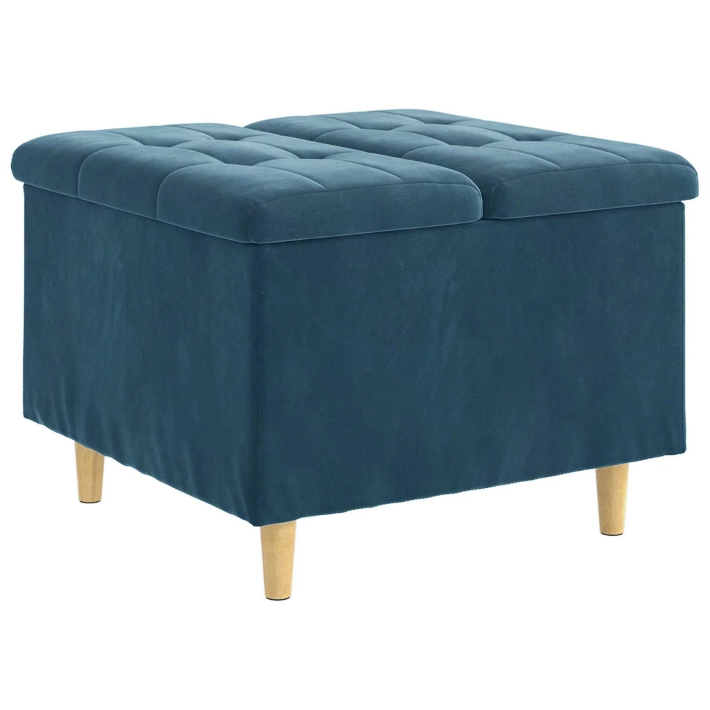 Pouf contenitore con cuscino Blu 60 x 60 x 45 cm Velluto