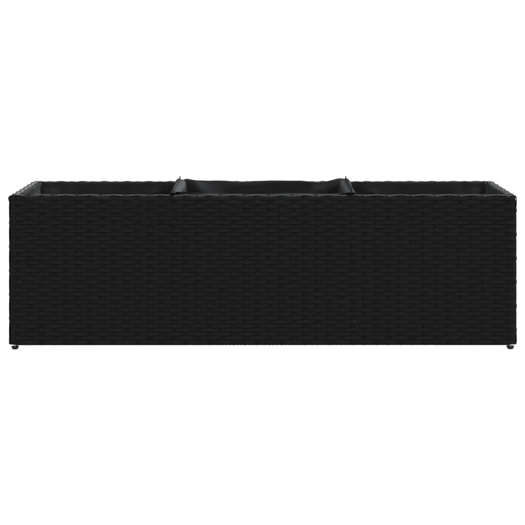 vidaXL Fioriera da Giardino con 3 Vasi Nera 105x30x32 cm in Polyrattan