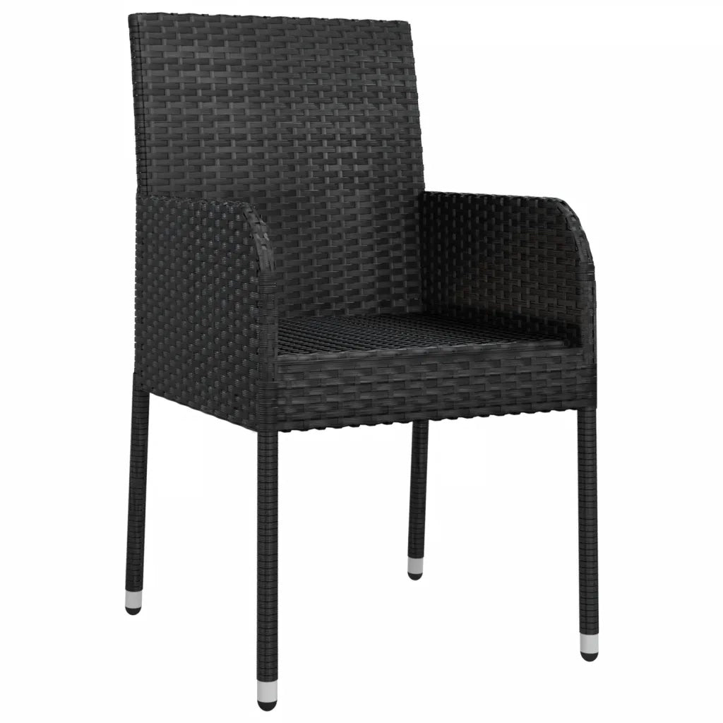 Sedie da Giardino con Cuscini 2 pz in Polyrattan Nere 319885