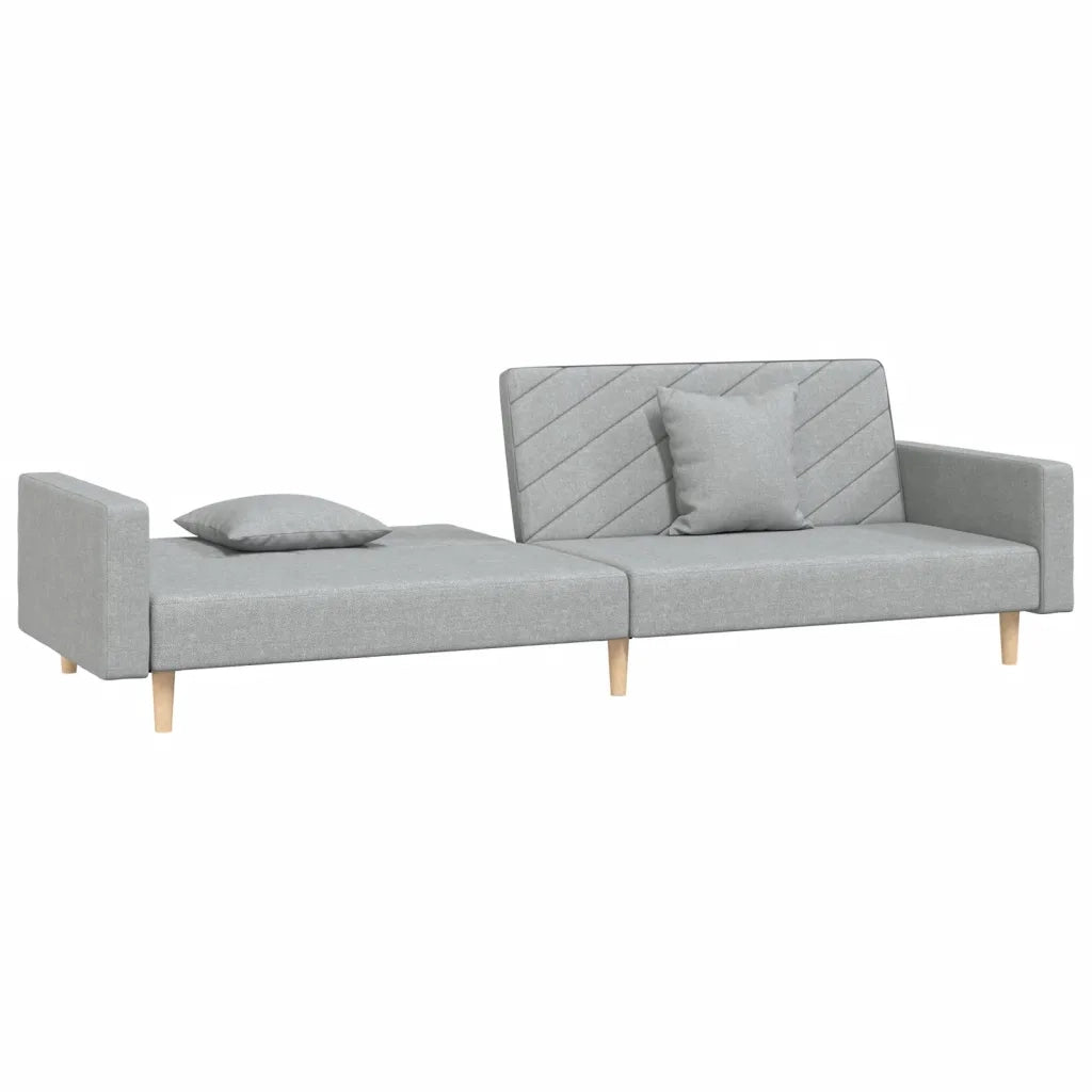 Divano Letto a 2 Posti con 2 Cuscini Grigio Chiaro in Tessuto 375899