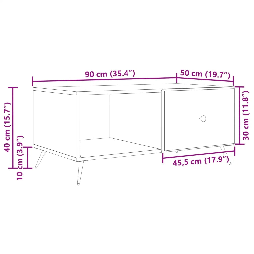 Tavolino da salotto Grigio Cemento 90 x 50 x 40 cm