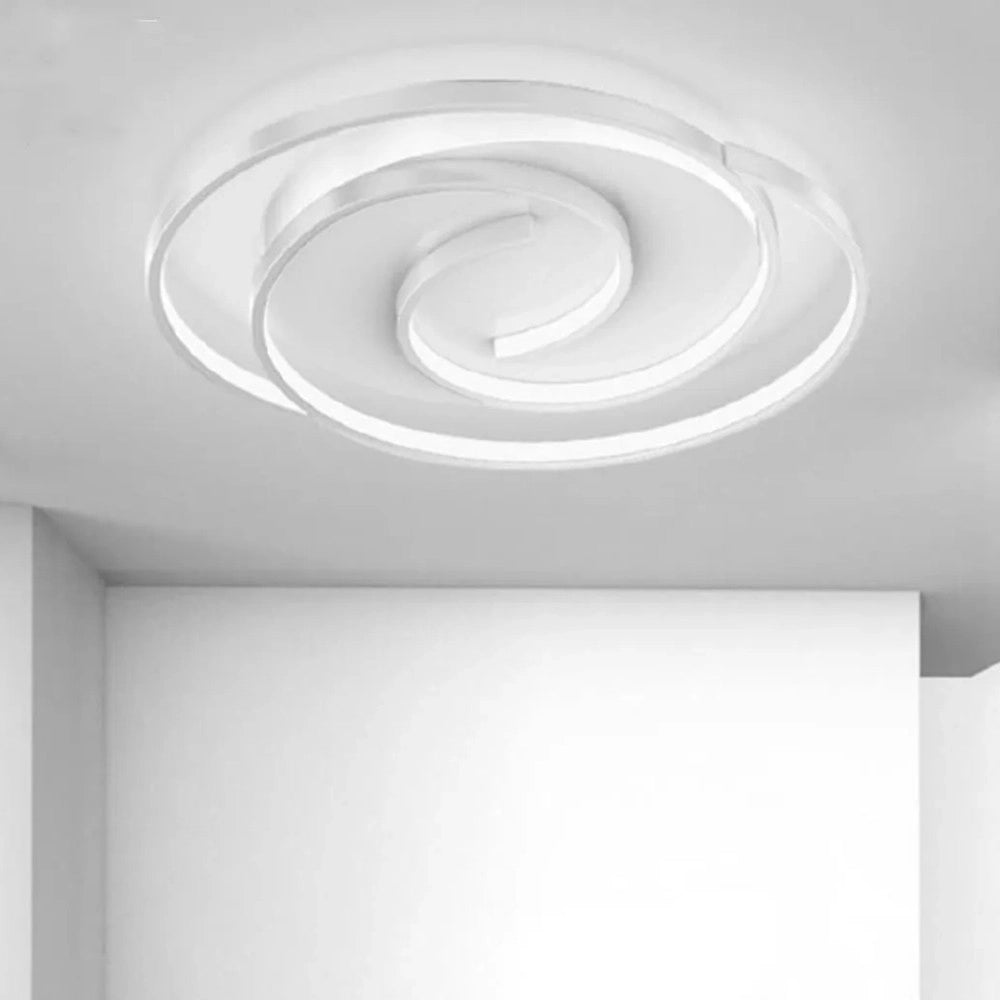 Trade Shop - Plafoniera Led 45w Cerchio Spirale Vortice Bianco Lampadario Soffitto Luce 6500k 70609 -