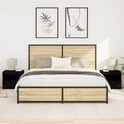Comodini con Luci LED 2 pz Nero Rovere 50x40x45 cm