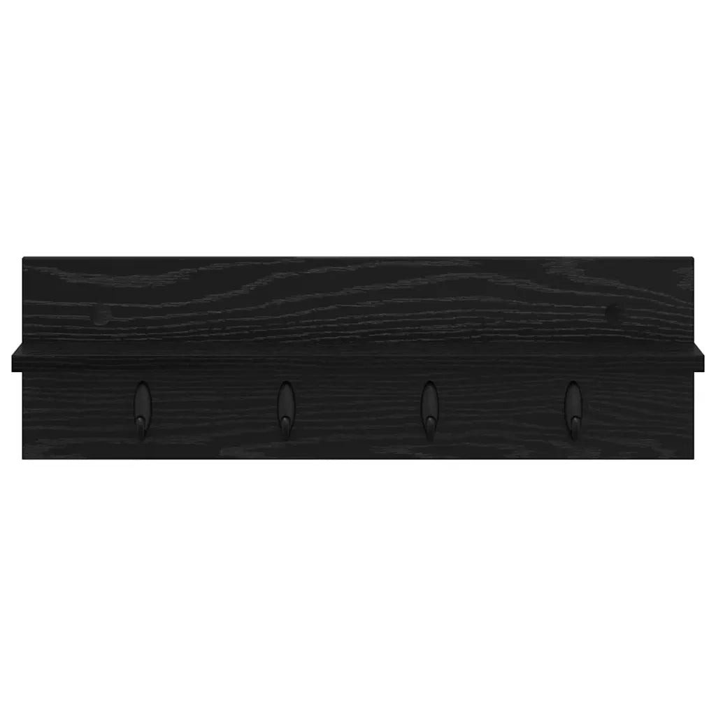 Appendiabiti a muro Rovere Nero 60 x 10,5 x 18 cm 874388