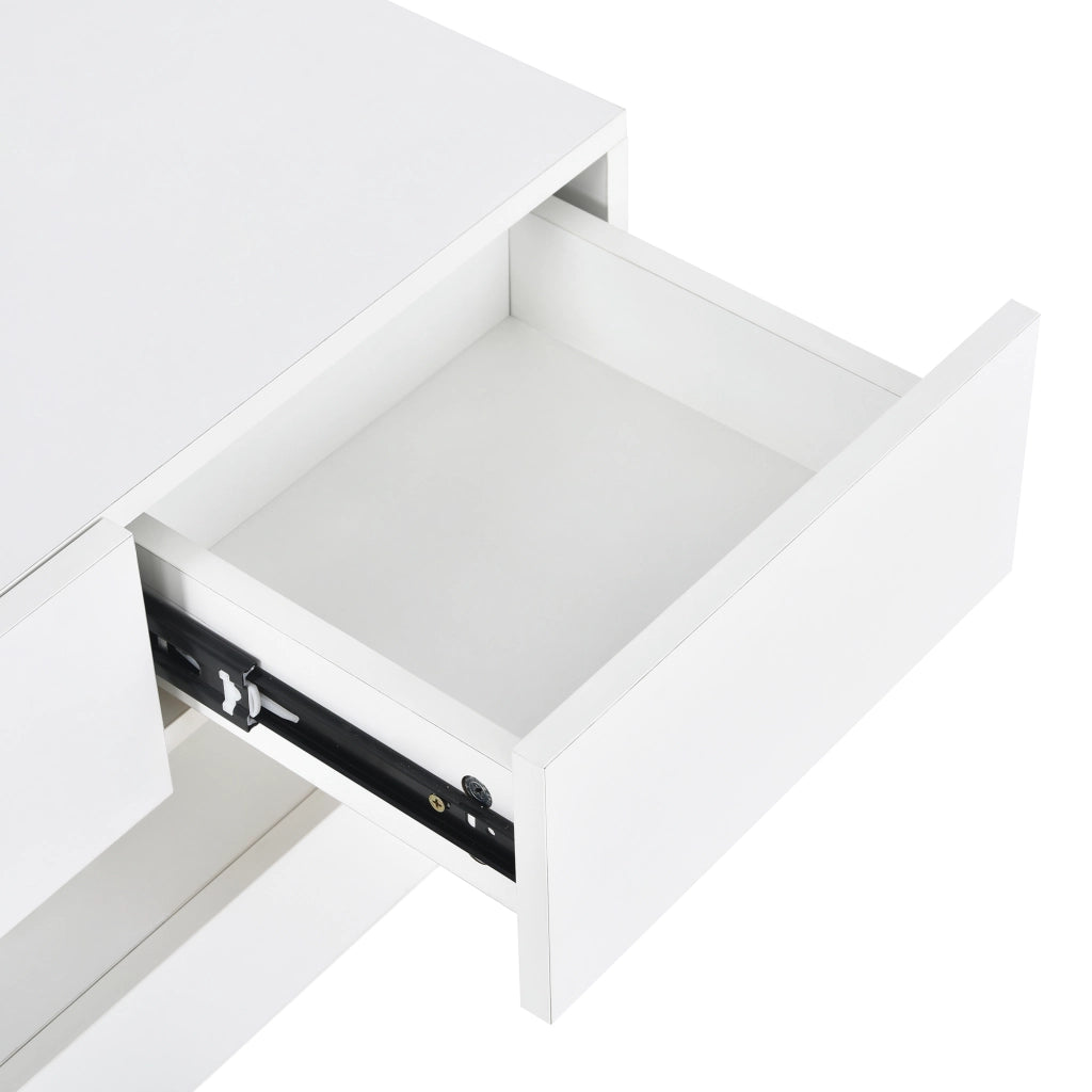 Mobile porta TV da parete con 4 cassetti e LED, controllo Bluetooth da app, MDF bianco
