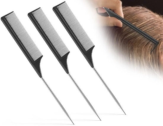 Set di 3 Kamme in Acciaio con Aghi in Acciaio - Capote Antistatico Termoresistente - Estensione Extra Lunga - Kit Multifunzionale - G...