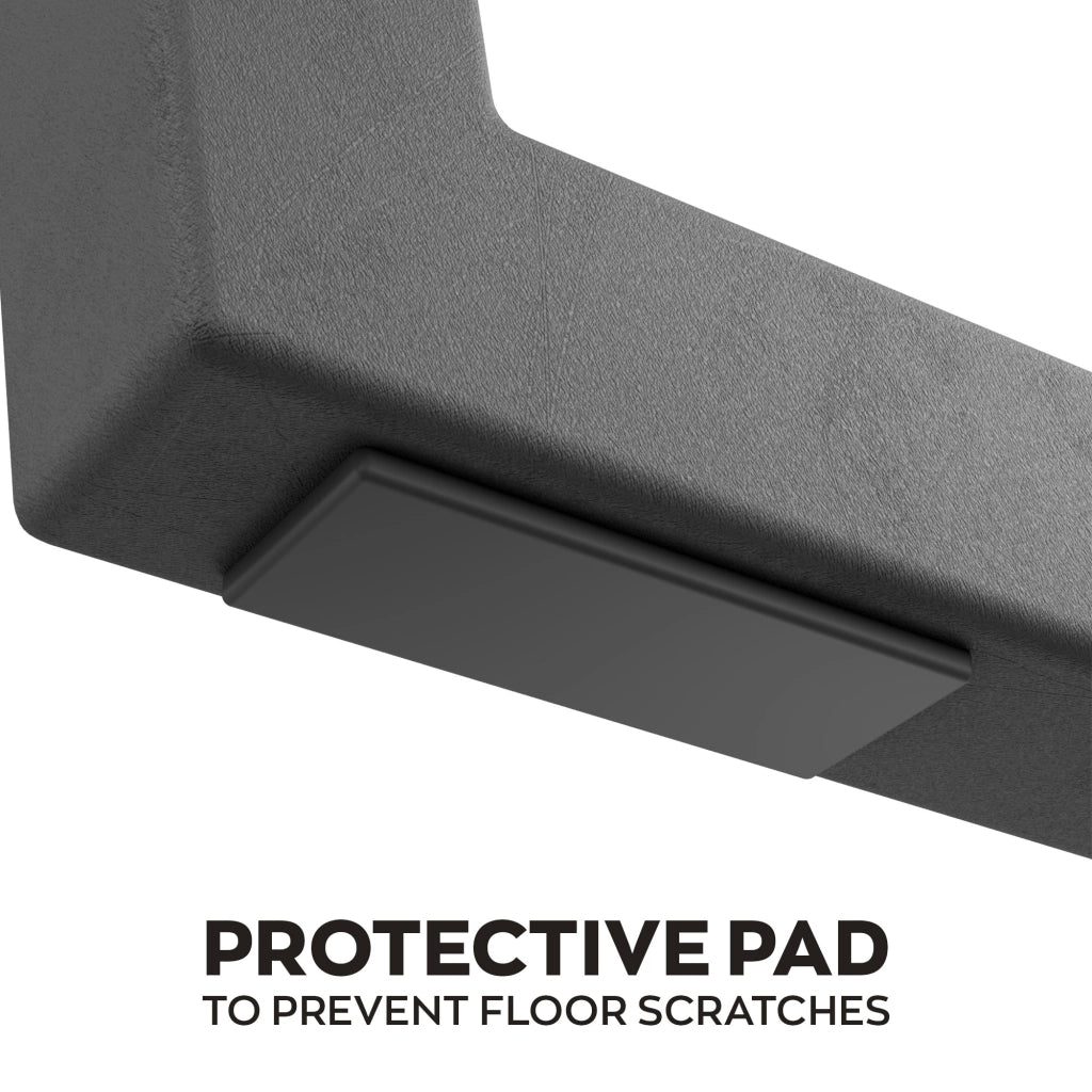 Tavolo da pranzo in legno e metallo con piedi trapezoid nero 160x90 cm Grigio Testurizzato