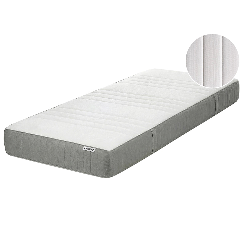 Materasso EU Medio 90 x 200 cm Bianco Grigio Schiuma Imbottitura Poliestere Sfoderabile