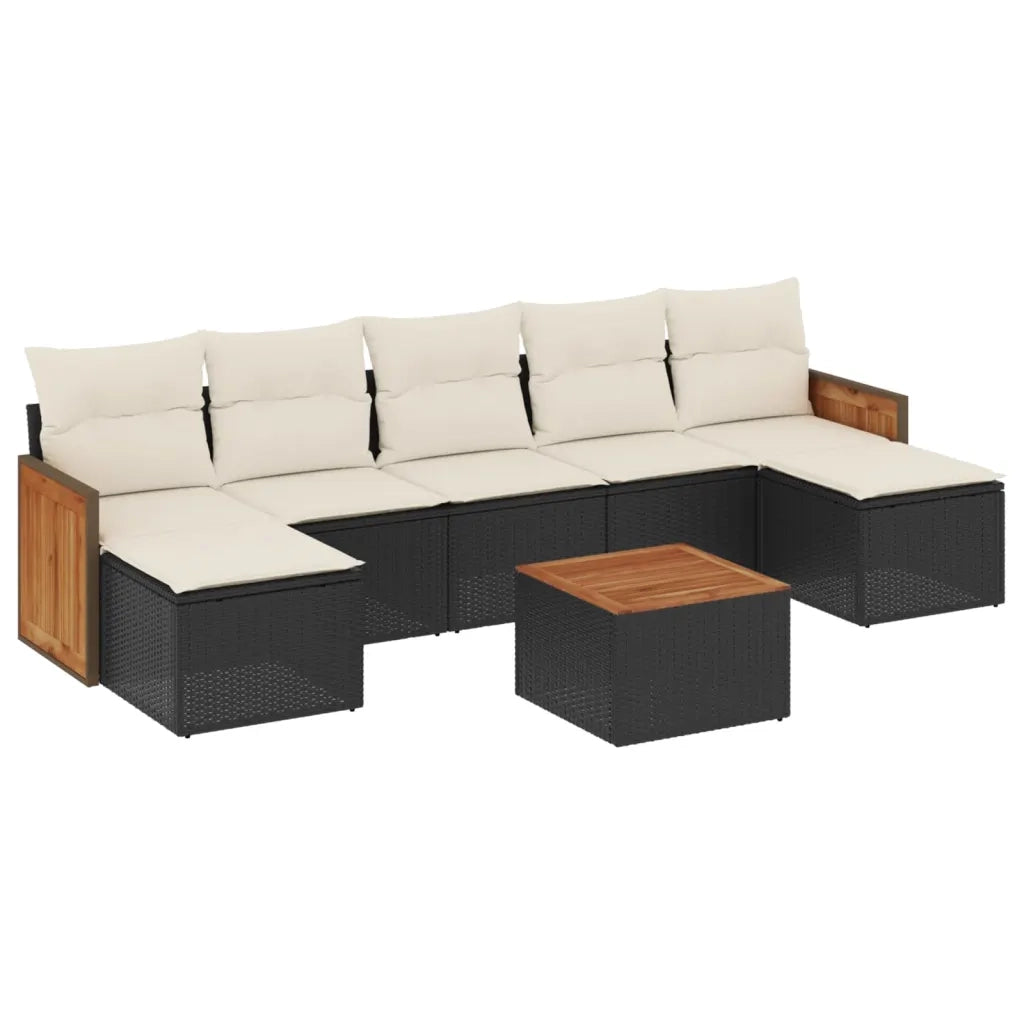 Set Divani da Giardino con Cuscini 8 pz Nero in Polyrattancod mxl 114804