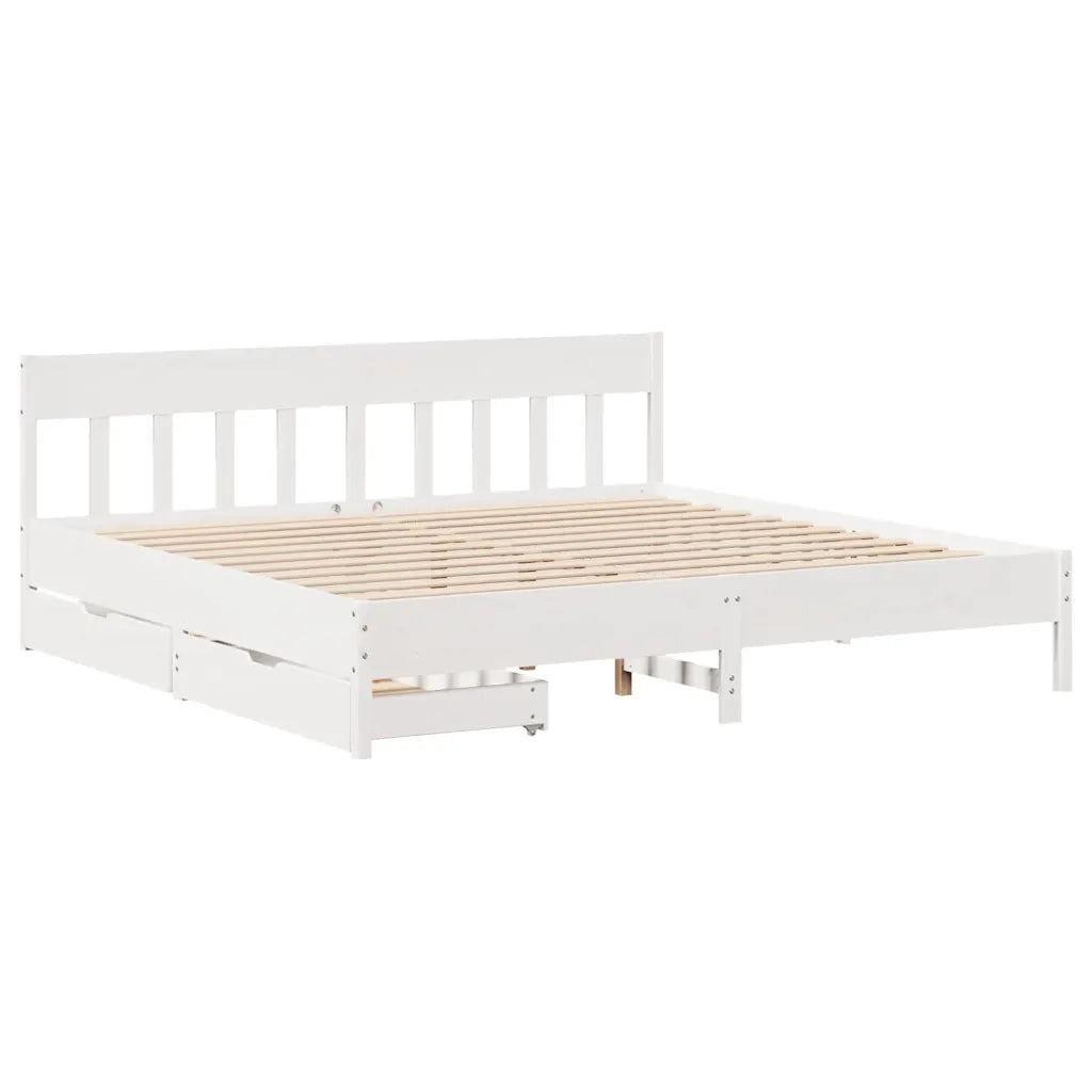 Giroletto senza Materasso Bianco 200x200 cm Legno Massello Pino 3301855