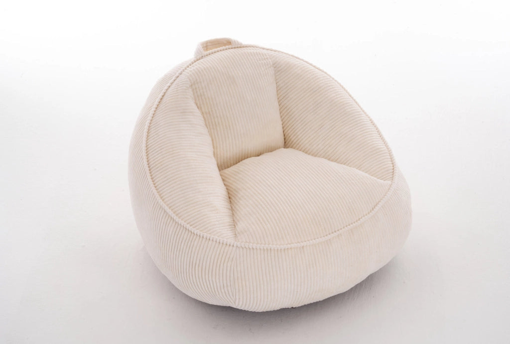 Sedia a sacco ergonomica con schienale; rivestimento in corduroy beige