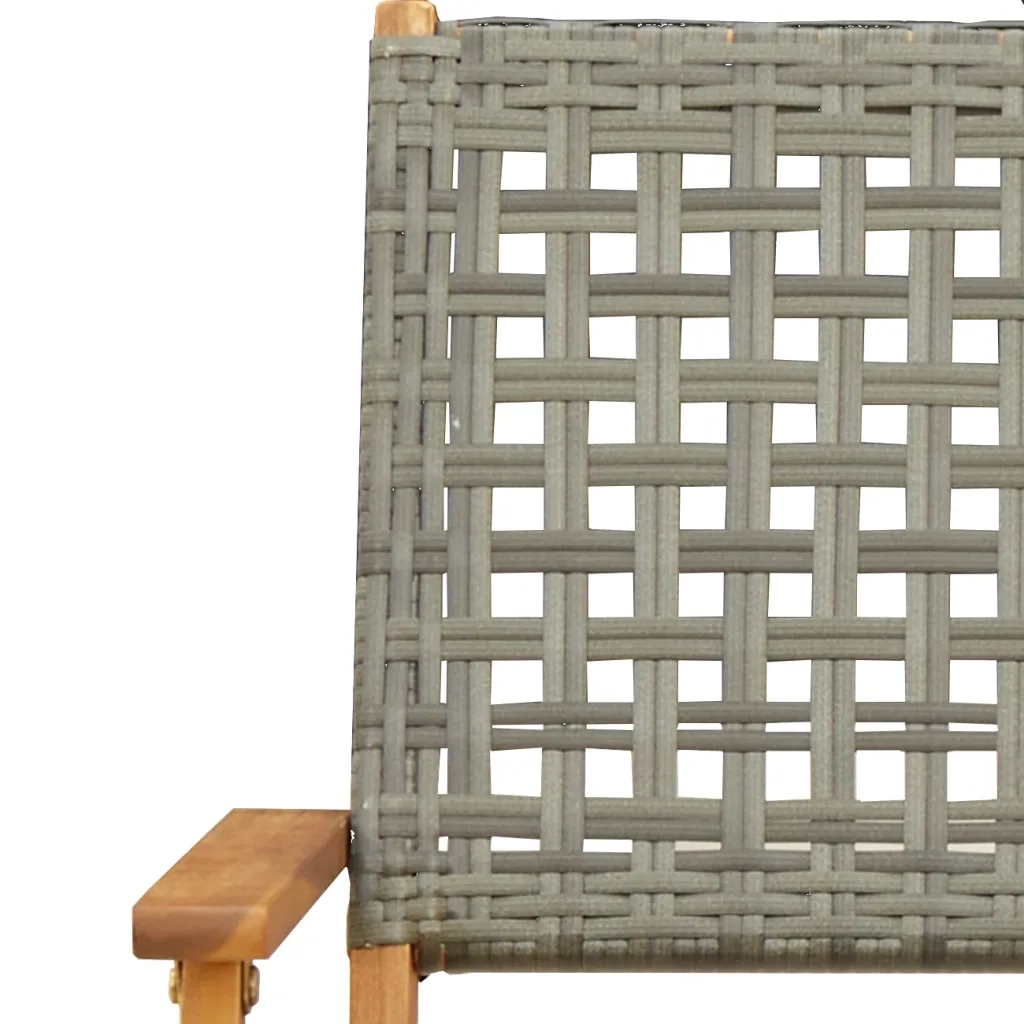 Set da Bistrot 3 pz | Set Salotto da Giardino Grigio in Polyrattan e Legno Massello