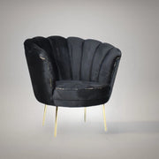 Poltrona Orel in velluto nero Babyface 28 piedini oro H76xL70xP70