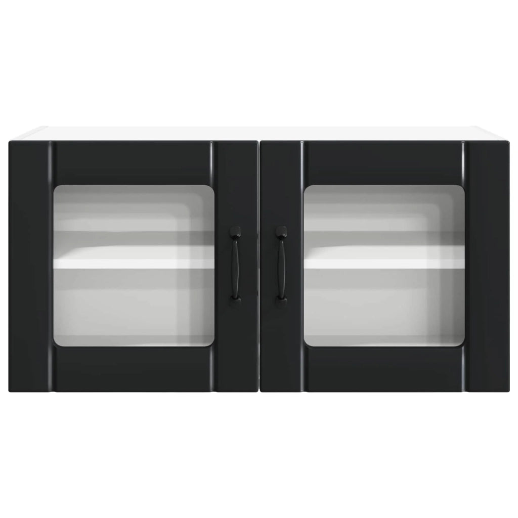 Mobile da cucina moderno a parete con 2 ripiani 80 x 31 x 40 cm legno composito nero 02_0054291