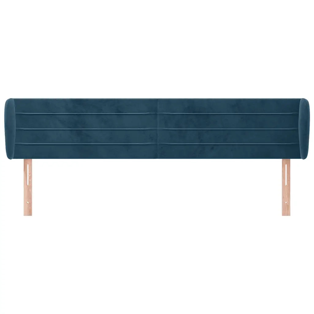 Testiera | Testata ad Orecchio Blu Scuro 163x23x78/88 cm in Velluto