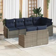 Set Divano da Giardino 7 pcs Grigio e Blu Navy polyrattan 3355434