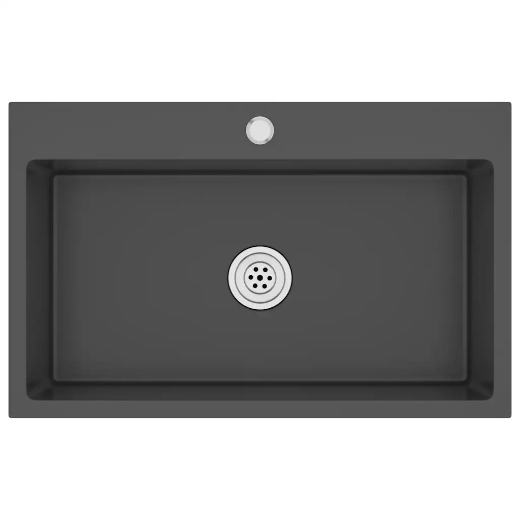 Lavello da Cucina Lavorato a Mano Nero Acciaio Inox
