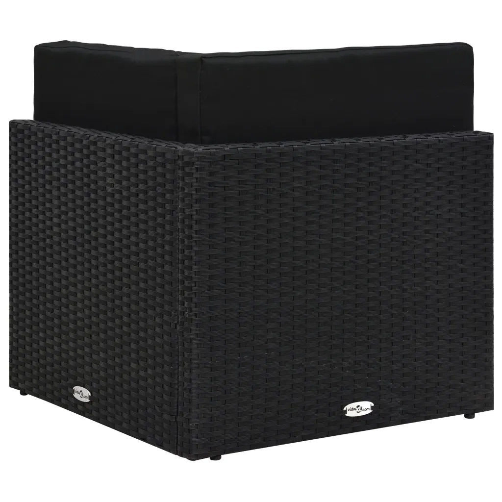 Divano ad Angolo Modulare in Polyrattan Nero 49501