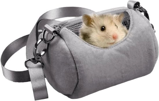 Carrietta per Piccoli Animali - Gabbia per Hamster - Trasporto Comodo - Finestra di Vento - 12 x 10 x 6 cm - Grigio