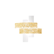Plafoniera Lara piccola in vetro bianco con dettagli foglia oro 70x70cm, 2 luci E27, IP20, max 2x70W, stile moderno, lampadine escluse