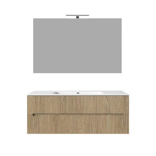 Composizione mobile bagno sospeso con cassetti cm 120 cannettato mod. STICK - Rovere Chiaro