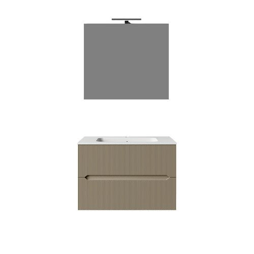 Composizione mobile bagno sospeso con cassetti cm 70 cannettato mod. STICK - Tortora Opaco