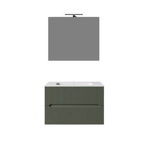 Composizione mobile bagno sospeso con cassetti cm 70 cannettato mod. STICK - Verde Bosco