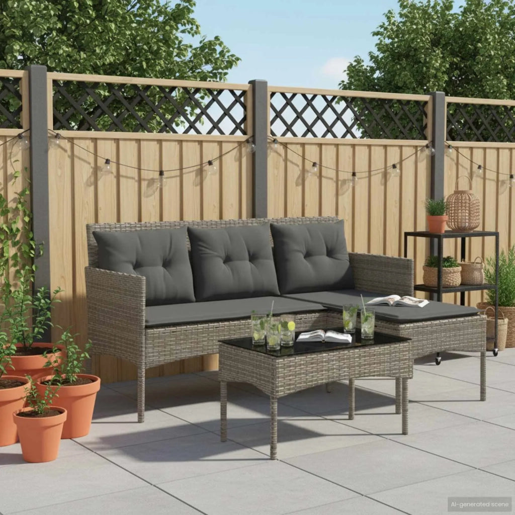 Set Divano da Giardino con cuscino 2 pcs polyrattan