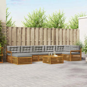 Set di divani da esterno 8 pcs Grigio Naturale e Chiaro