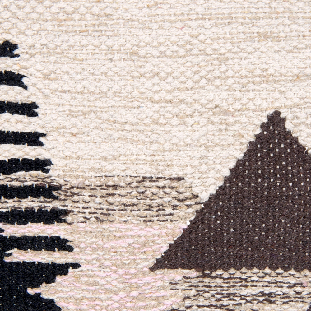 Decorazione da parete in cotone nero beige con nappa fatta a mano paesaggio boho per soggiorno camera da letto