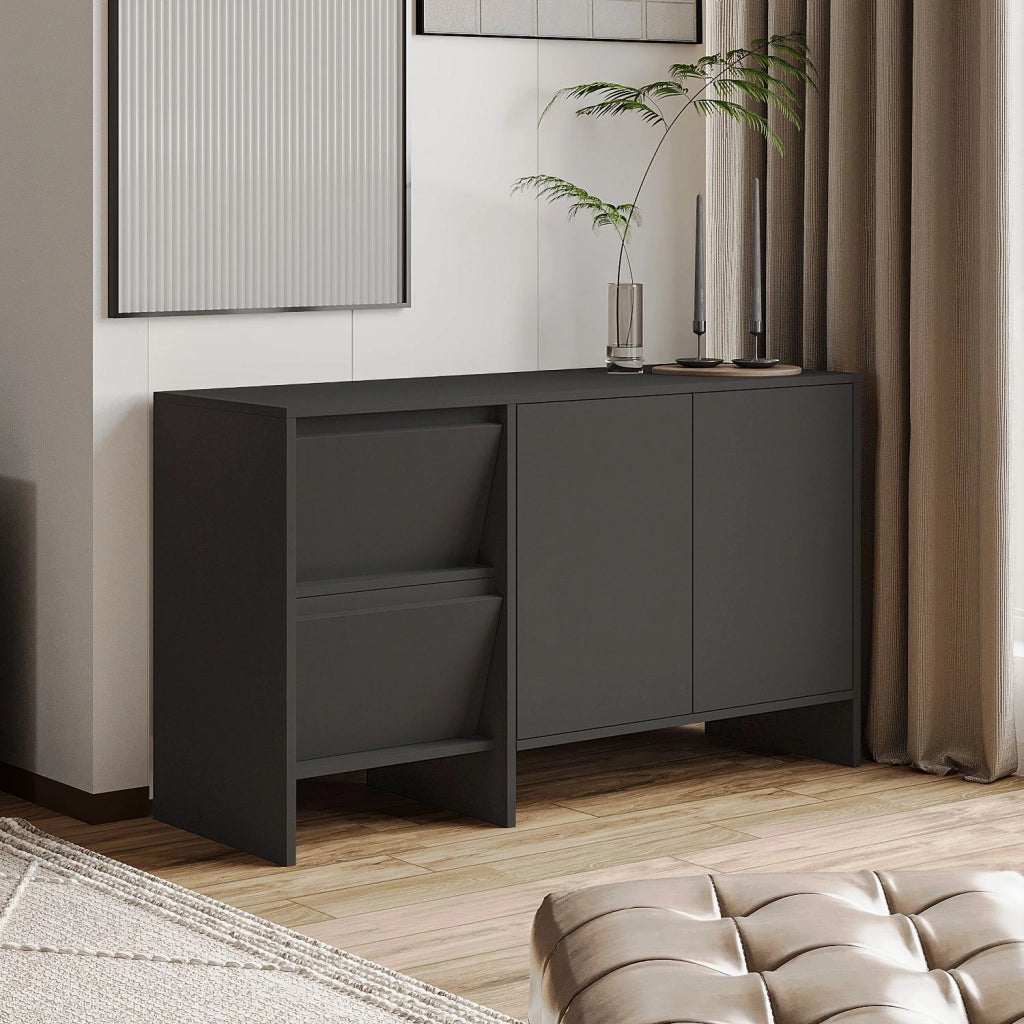 Credenza in legno "Laris 130" - 130 x 44 x 82 cm - Grigio antracite