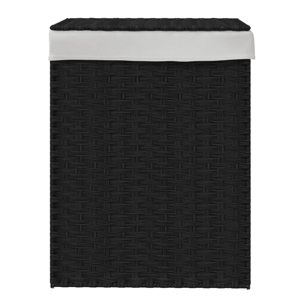Cesto Portabiancheria con Coperchio Nero 46x33x60 cm Polyrattan 372032