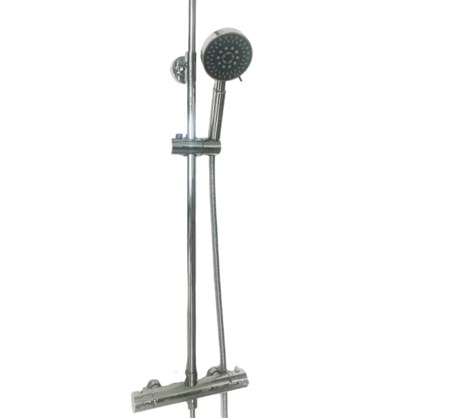 Colonna doccia regolabile in ottone cromata tonda idromassaggio, completa