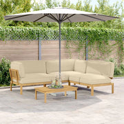 Set di divani con cuscino 4 pcs Beige Legno di Acacia Massello 3418387