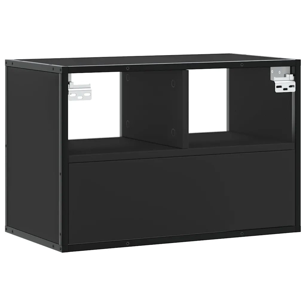 Mobile Porta TV Nero 60x31x39,5cm in Truciolato e Metallo 848914