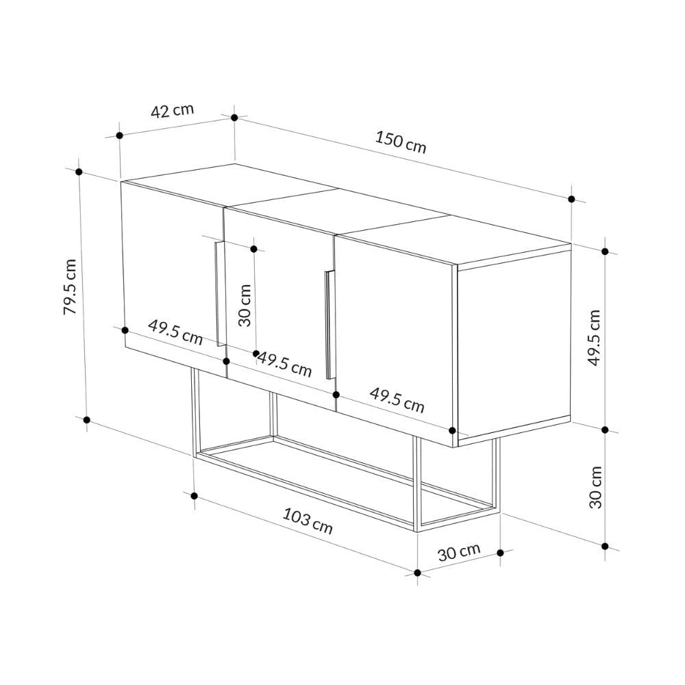 Madia 3 Ante in MDF Tontini Rovere Noce