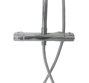 Colonna doccia regolabile in ottone cromata tonda idromassaggio, completa