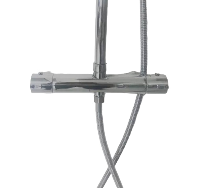 Colonna doccia regolabile in ottone cromata tonda idromassaggio, completa