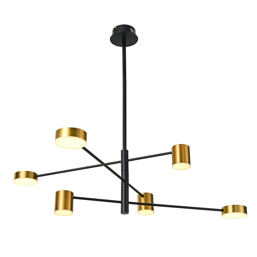 Italux Remdal lampadario LED 6 luci 36W 4000K nero/oro