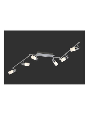 Faretto Clapton 6 Spot Led Cromo E Vetro Bianco L150 cm Trio Lighting