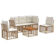 Set di divani da esterno 6 pcs Naturale e Bianco Crema