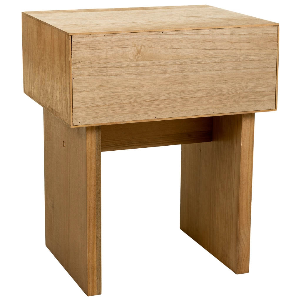 Comodino in legno e corda intrecciata marrone 45x36x55h