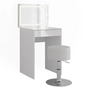 Vicco Tavolo da toeletta Bianco/bianco lucido 51.4 cm con specchio LED e sgabello
