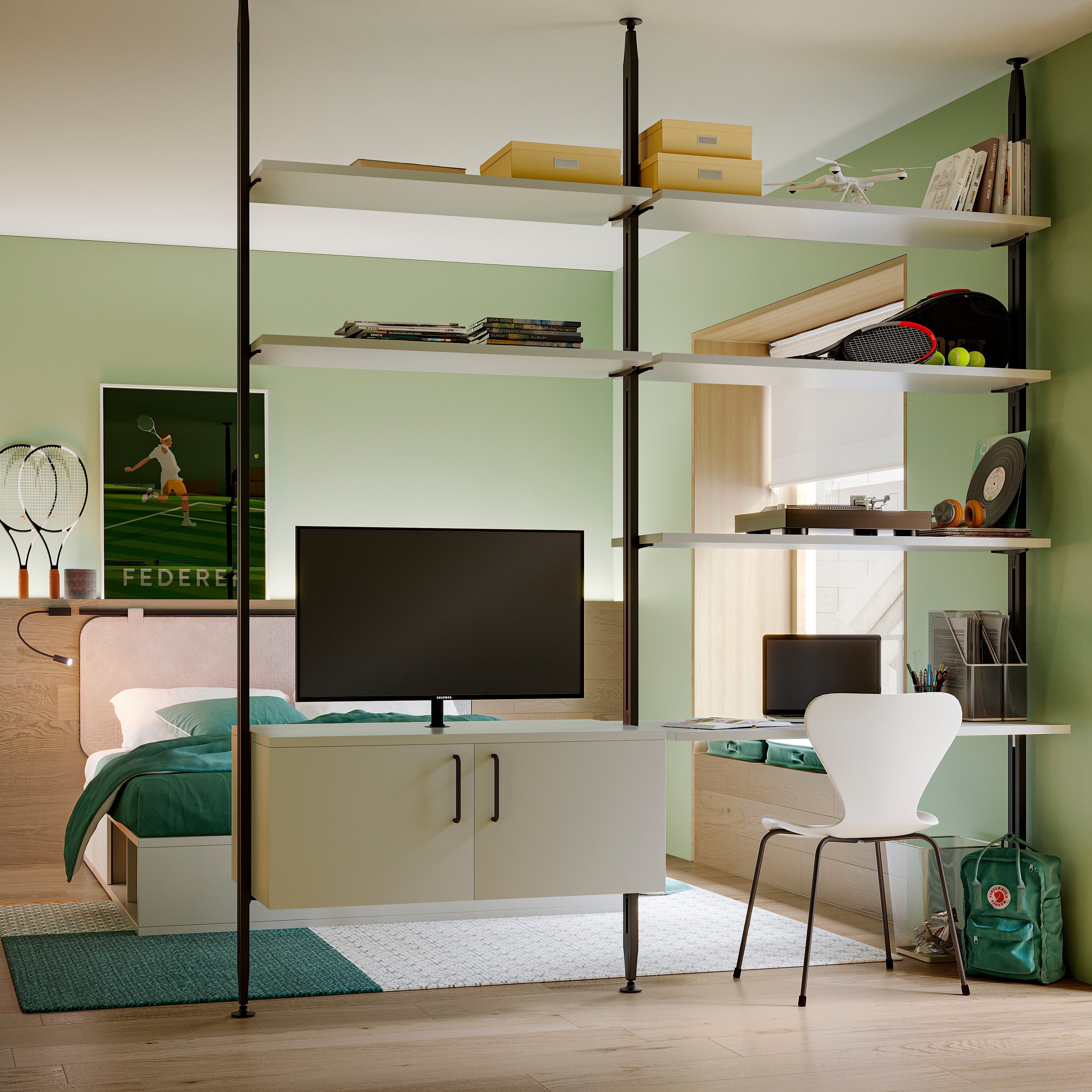 Kit Supporti per Mensole in Legno e Alluminio Emuca Zero Nero