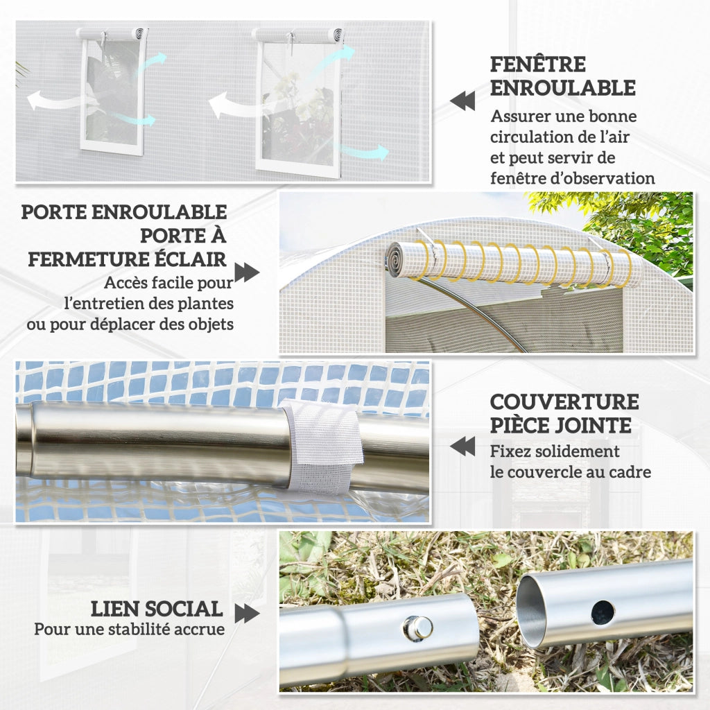 Serra da giardino tunnel 9 m2 ¨C Xylo ¨C 3x3x2m bianco acciaio galvanizzato PE