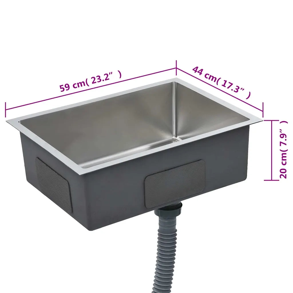 Lavello da Cucina Lavorato a Mano con Filtro in Acciaio Inox 145078