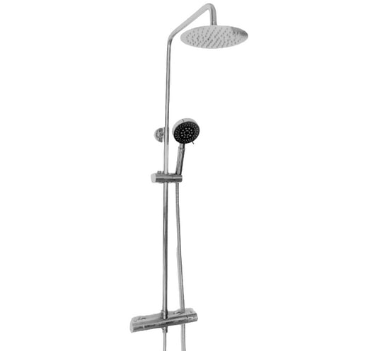 Colonna doccia regolabile in ottone cromata tonda idromassaggio, completa