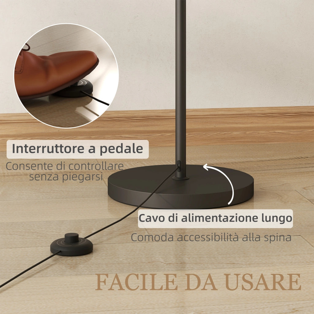 Lampada da Terra LED Regolabile con Telecomando con Timer 1H e Girevole in Metallo Nero