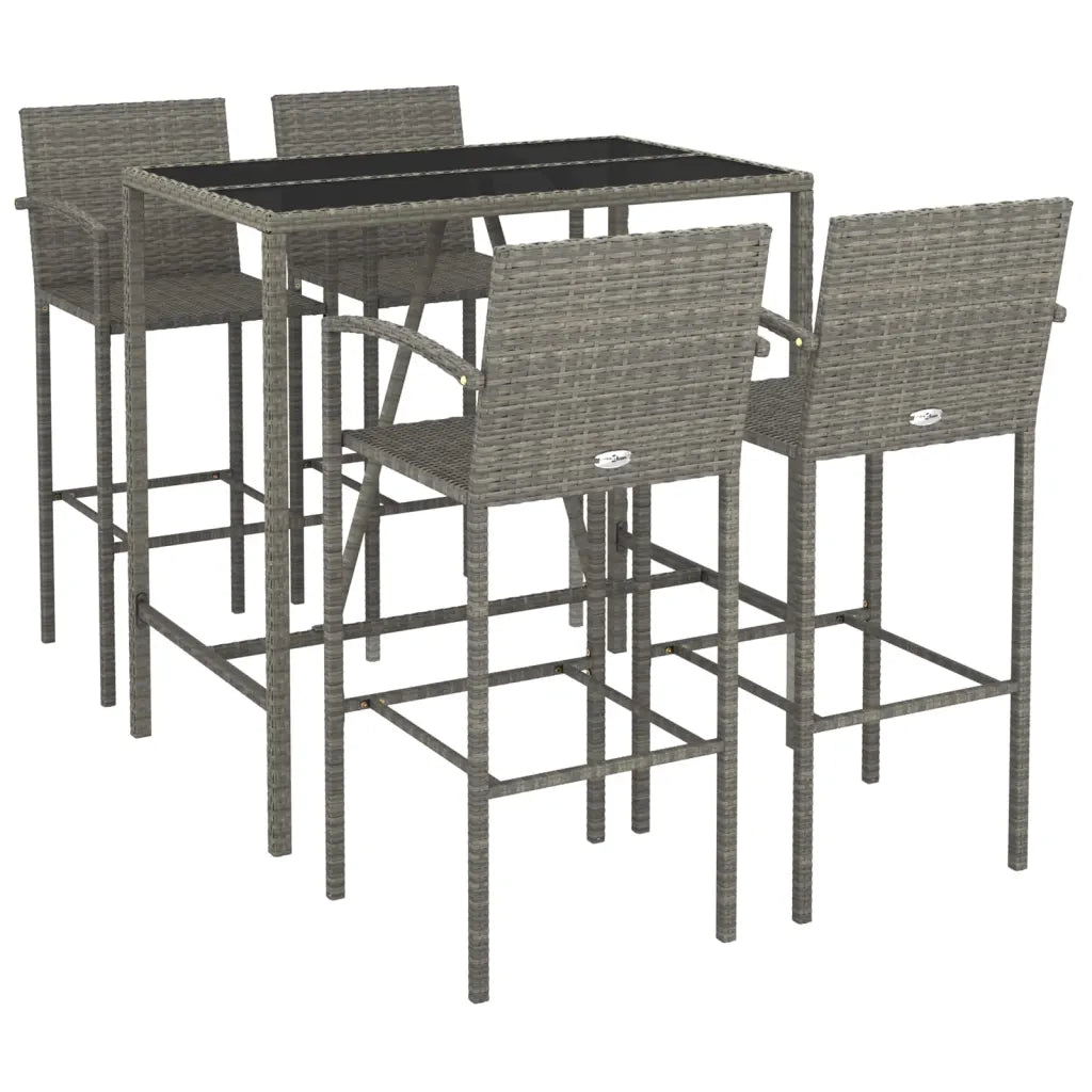 Set da Bar da Giardino 5 pz Grigio in Polyrattan